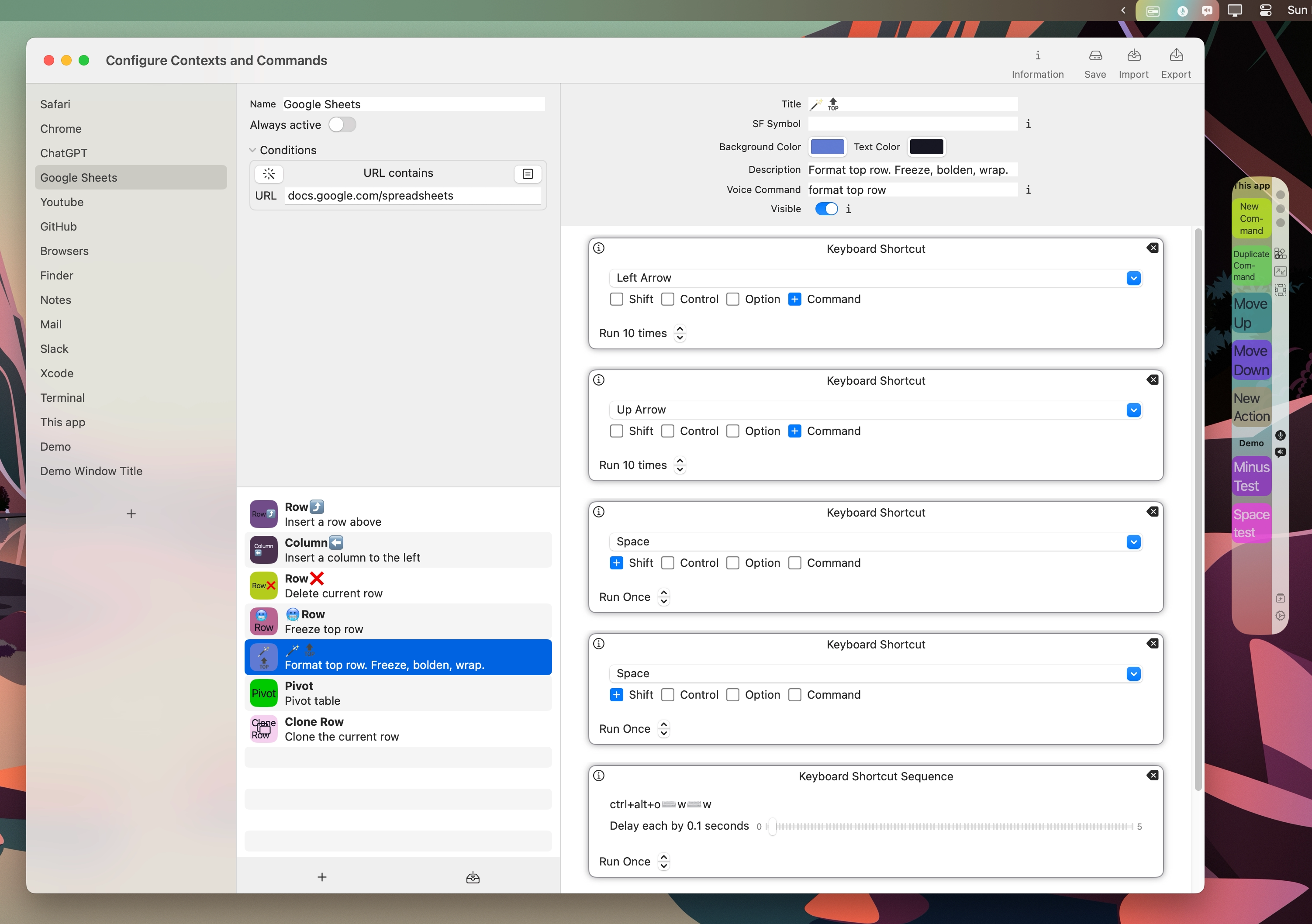 dopdock configuration google sheets format top row